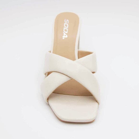 NEW Off White Twist Slip On Block Heel CUTE Sandal - Picture 5 of 12